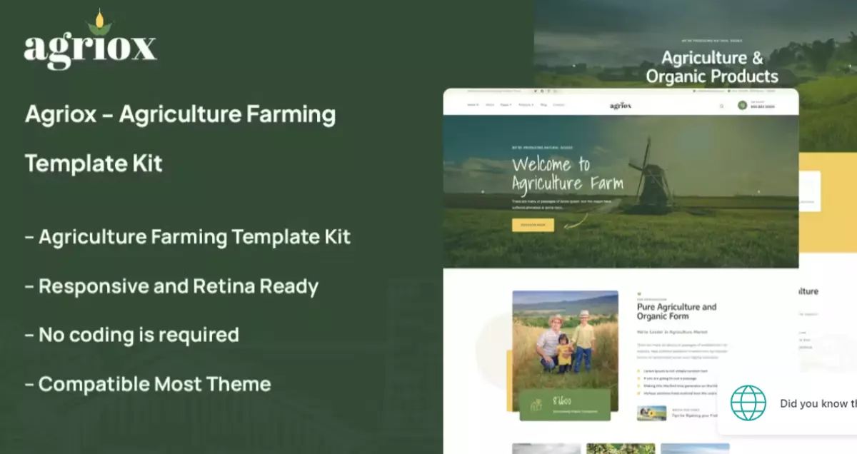 Agriox – Agriculture Farming Template Kit