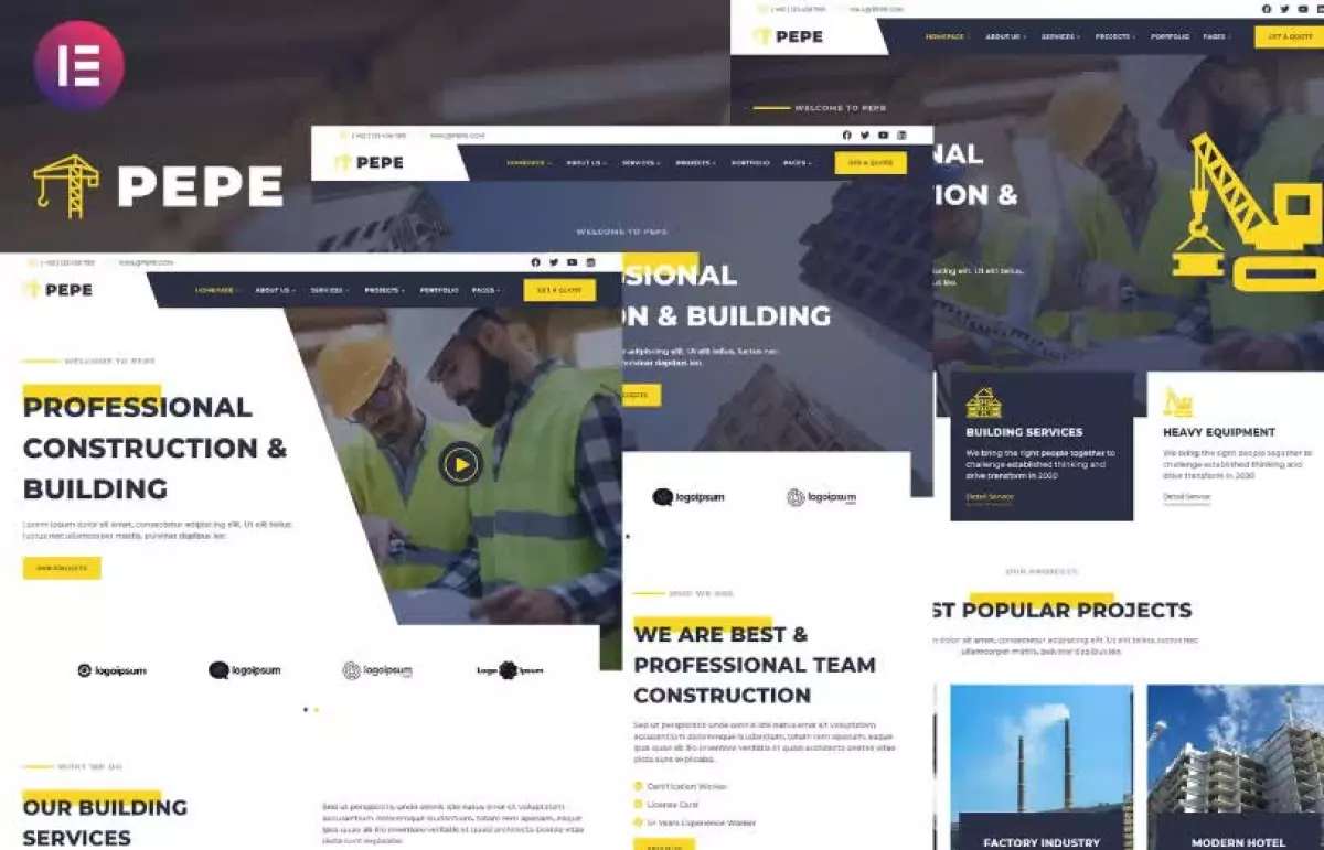 Pepe - Building & Construction Business Services Elementor Template