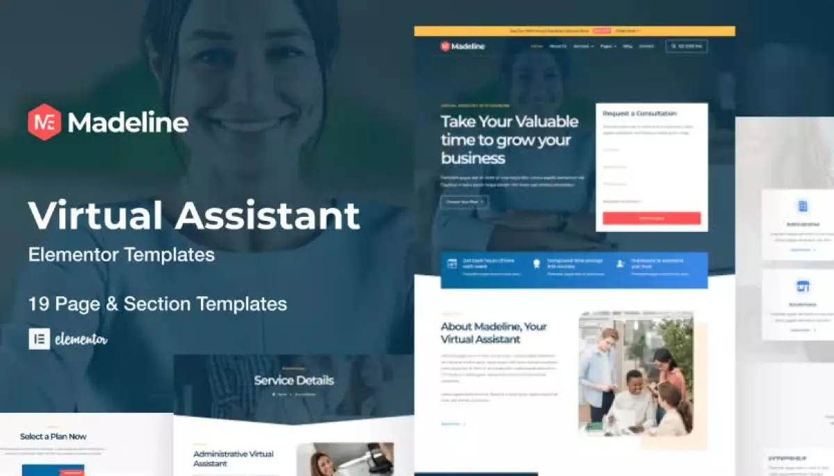 Madeline - Virtual Assistant Website Elementor Template