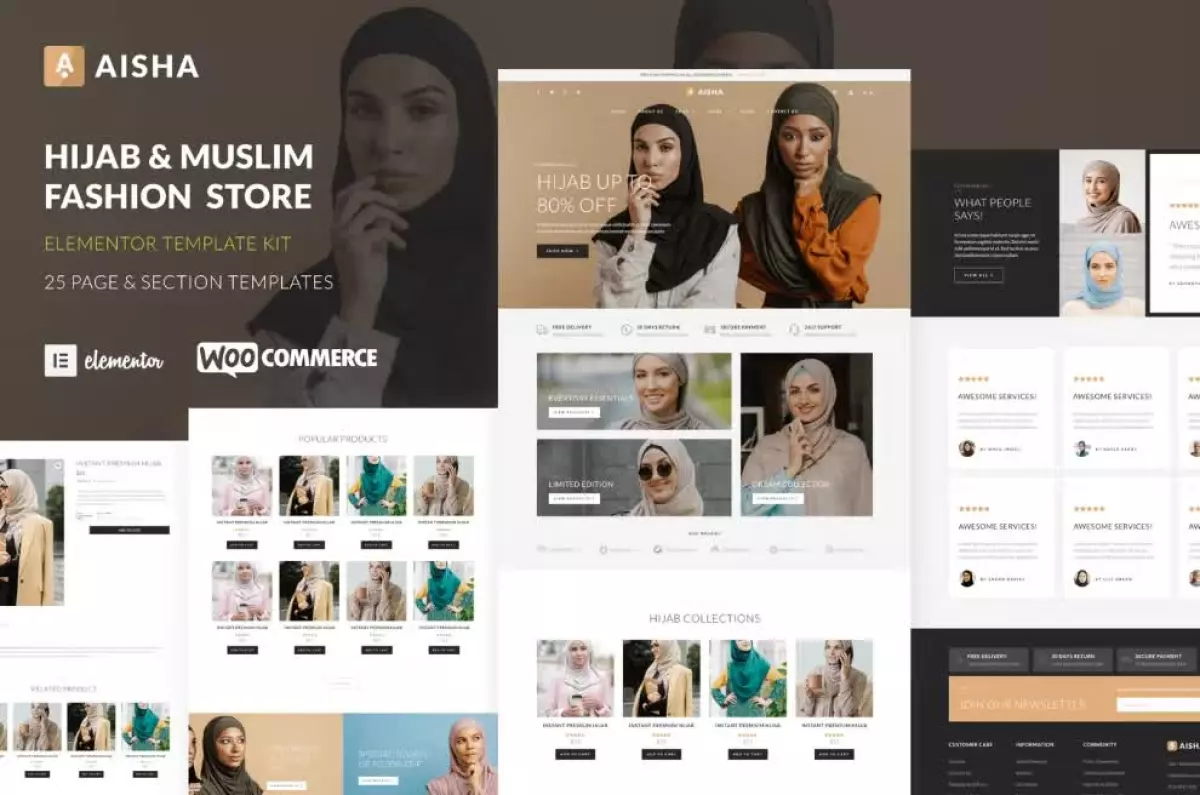 Aisha - Hijab & Muslim Wear Store Elementor Template Kit