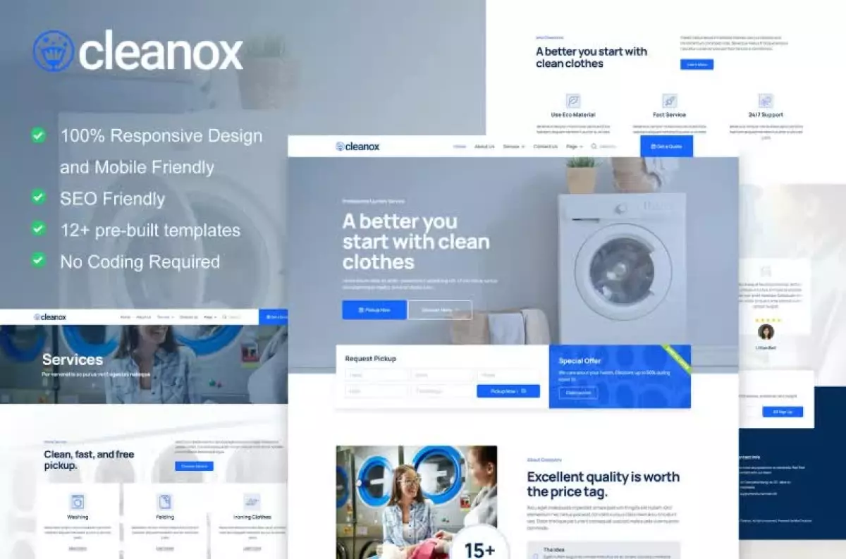 Cleanox - Laundry Service Elementor Template