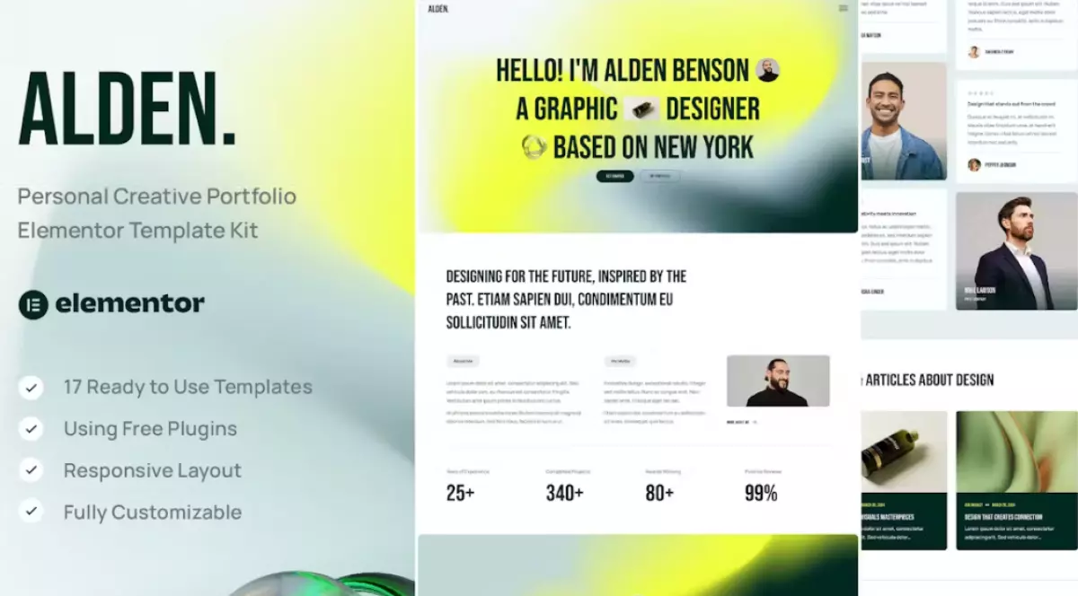 Alden – Personal Creative Portfolio Elementor Template Kit