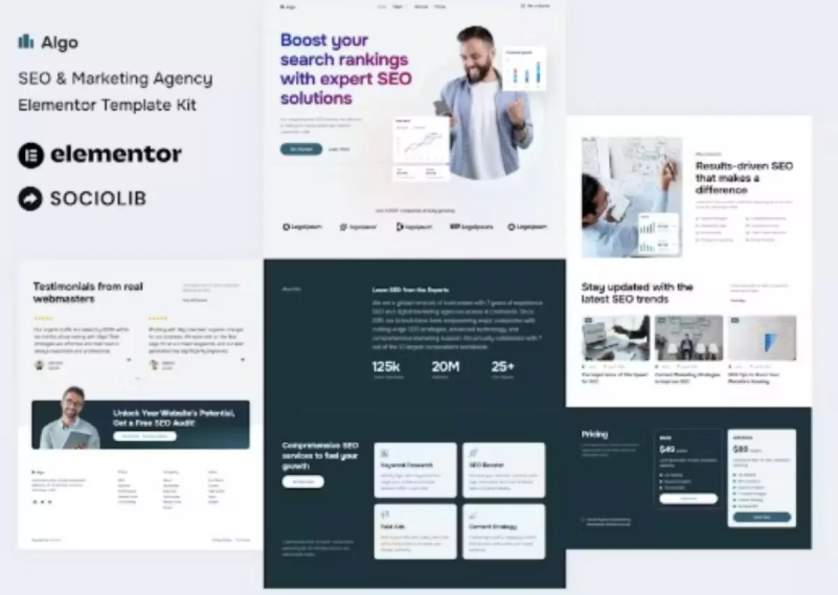 Algo - SEO &amp; Marketing Agency Elementor Template Kit