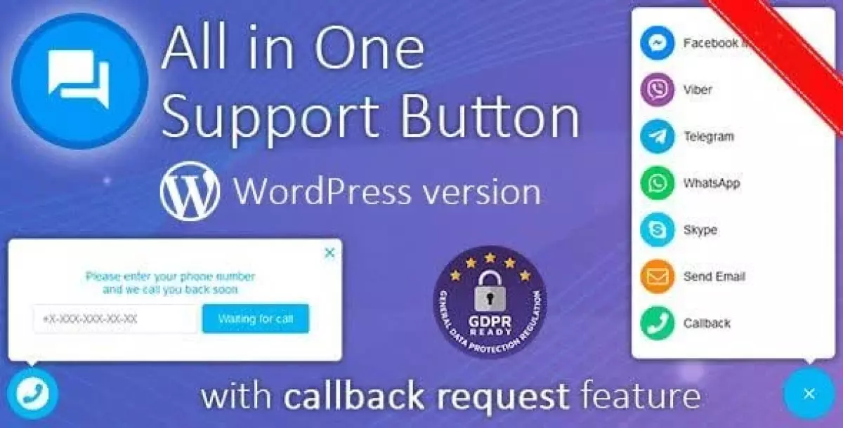 All in One Support Button + Callback Request. WhatsApp, Messenger, Telegram, LiveChat and more... 2.2.7