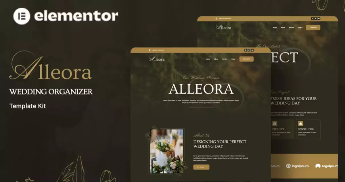 Alleora – Wedding Organizer Elementor Template Kit