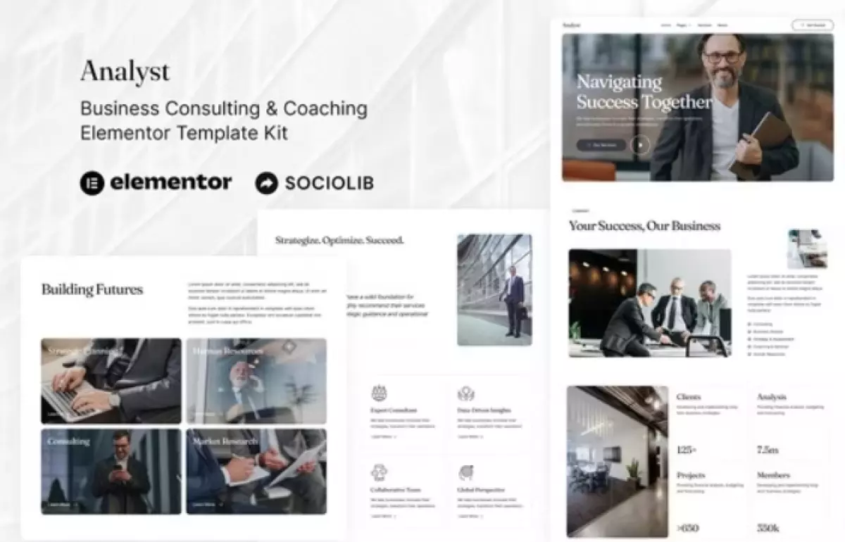 Analyst - Business Consulting &amp; Coaching Elementor Template Kit