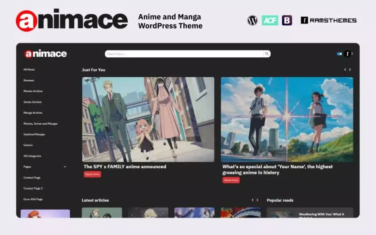 ANIMACE - Anime and Manga WordPress Theme 1.0.0