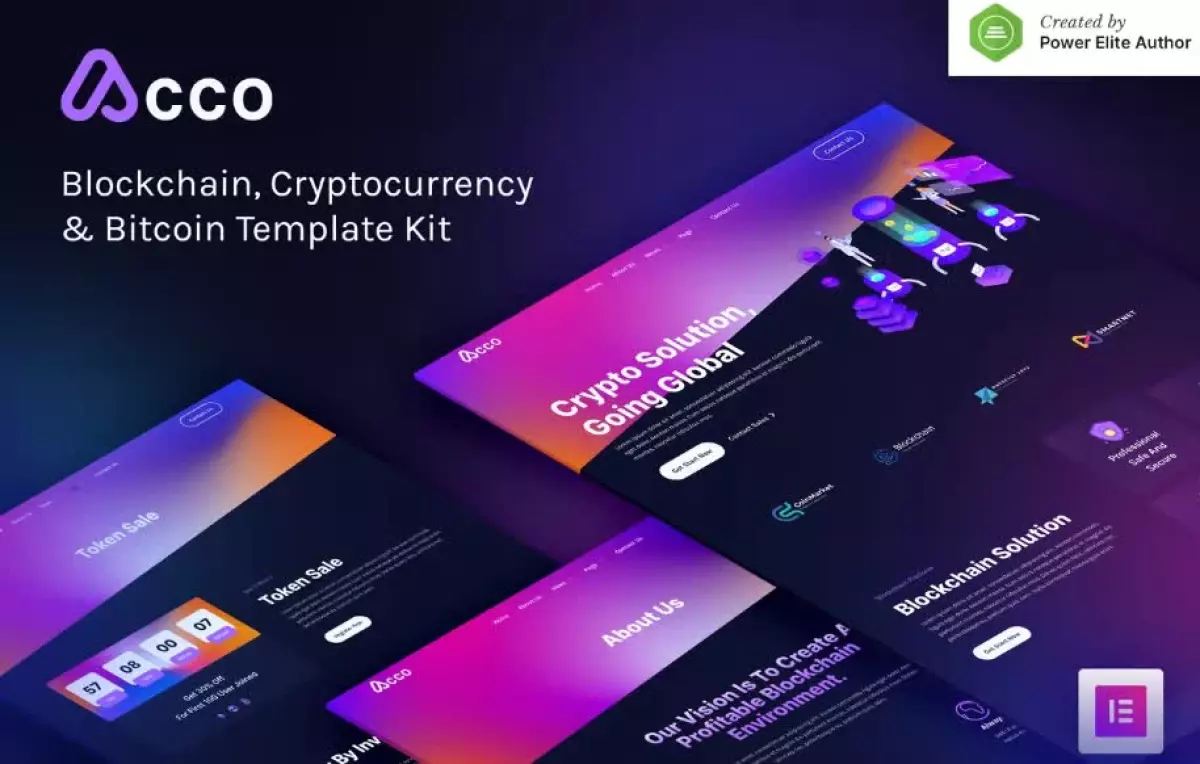 Acco – Blockchain Cryptocurrency & Bitcoin Elementor Template