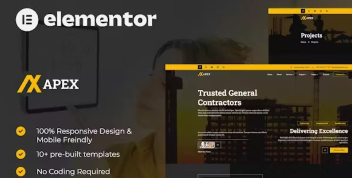 Apex – Construction Elementor Template Kit