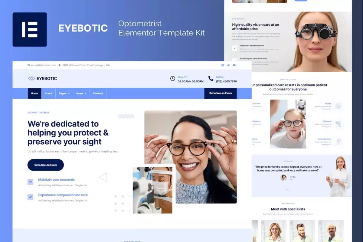 EyeBotic - Optometrist Elementor Template