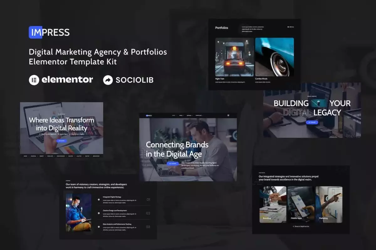 Impress - Digital Marketing Agency &amp; Portfolios Elementor Template