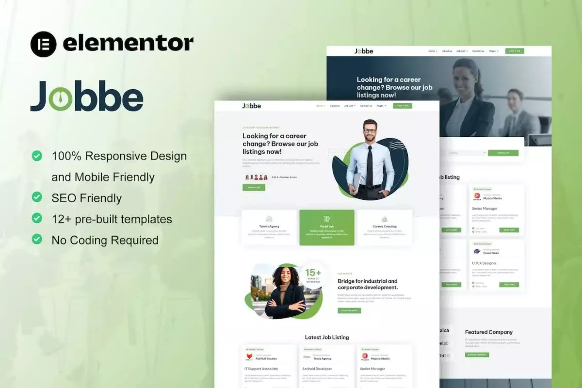 Jobbe - Job Listing &amp; Recruitment Agency Elementor Template