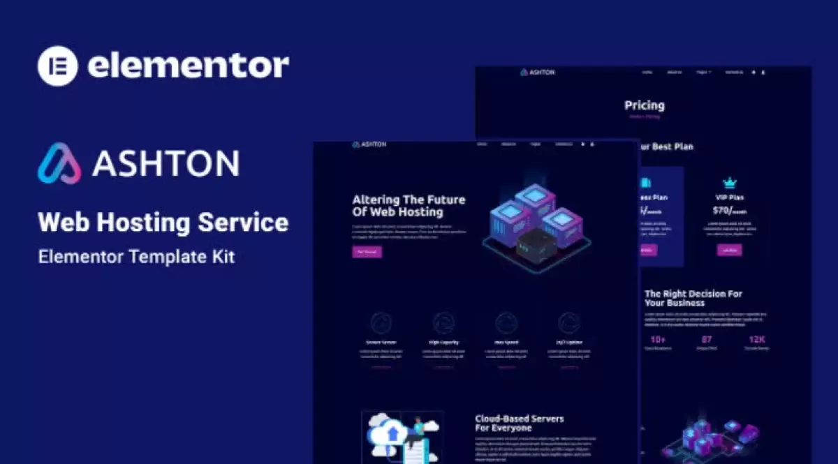 Ashton - Web hosting Elementor Template