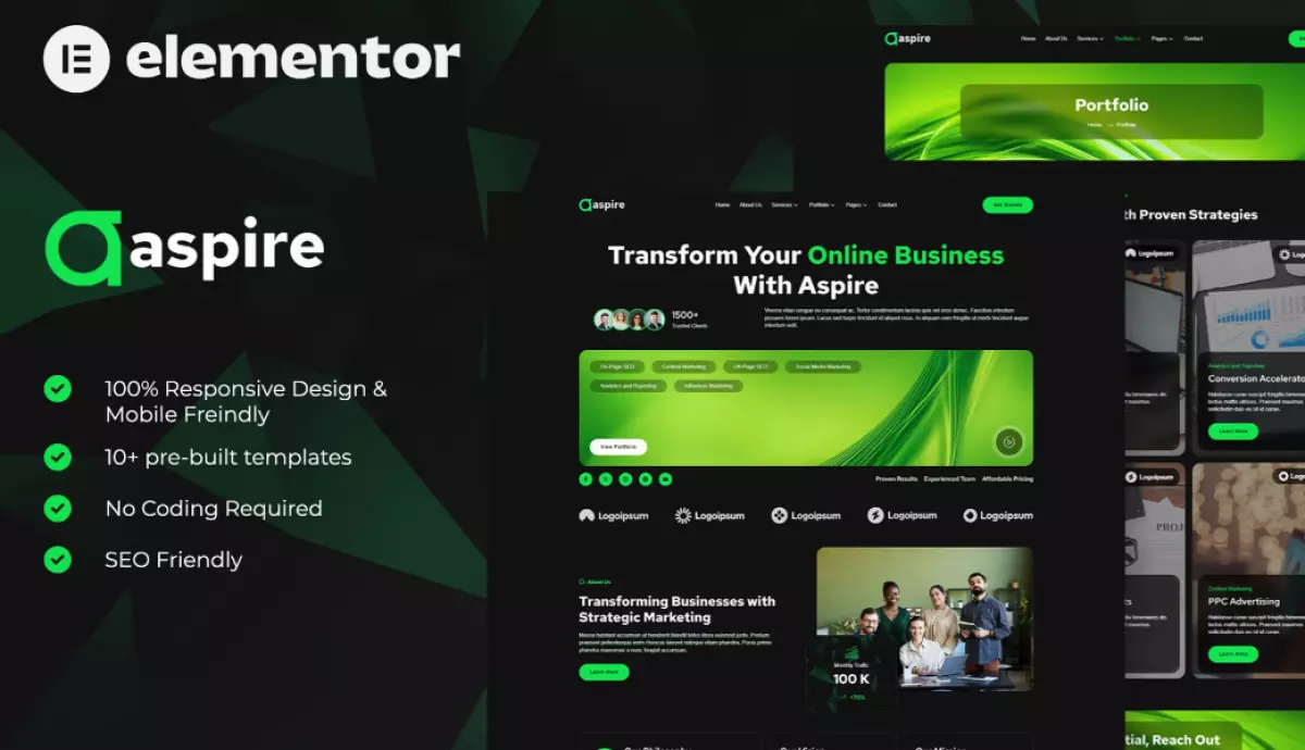 Aspire - SEO &amp; Digital Marketing Elementor Template Kit