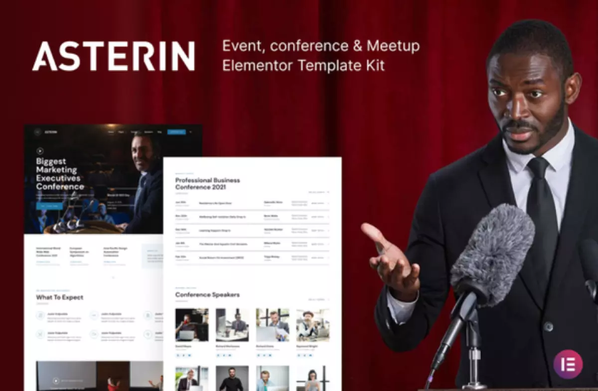 Asterin – Digital Event &amp; Conference Elementor Template Kit