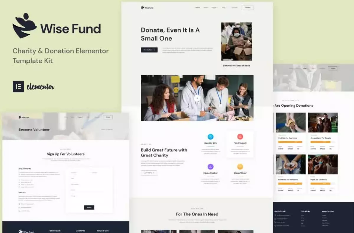 Wise Fund - Charity & Donation Elementor Template