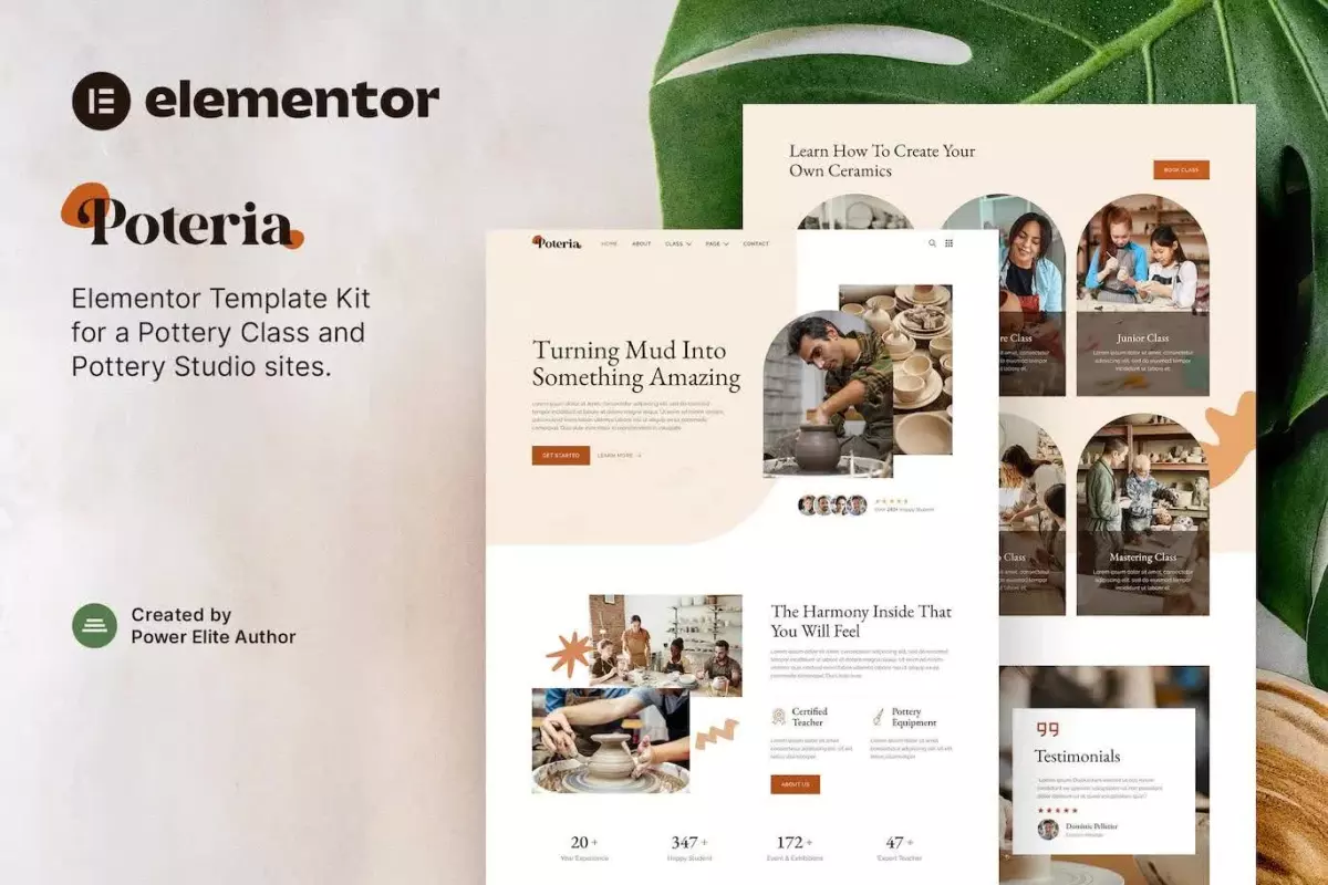 Poteria – Pottery Class &amp; Studio Elementor Template