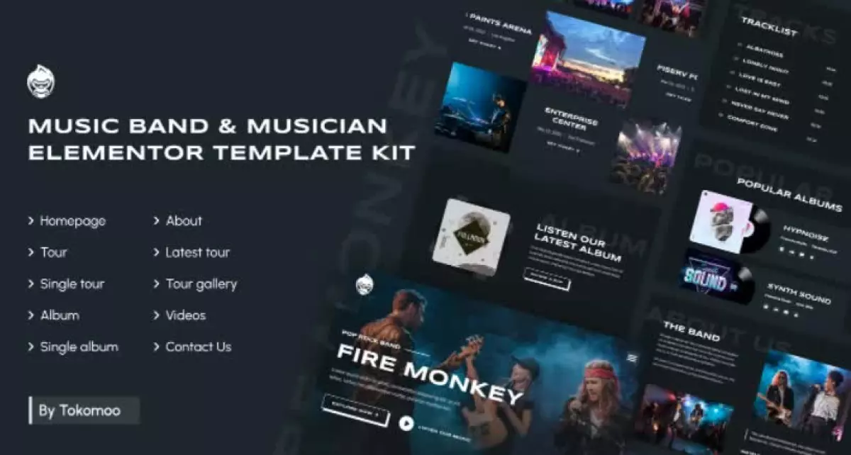 Fire Monkey | Music Band & Musician Elementor Template