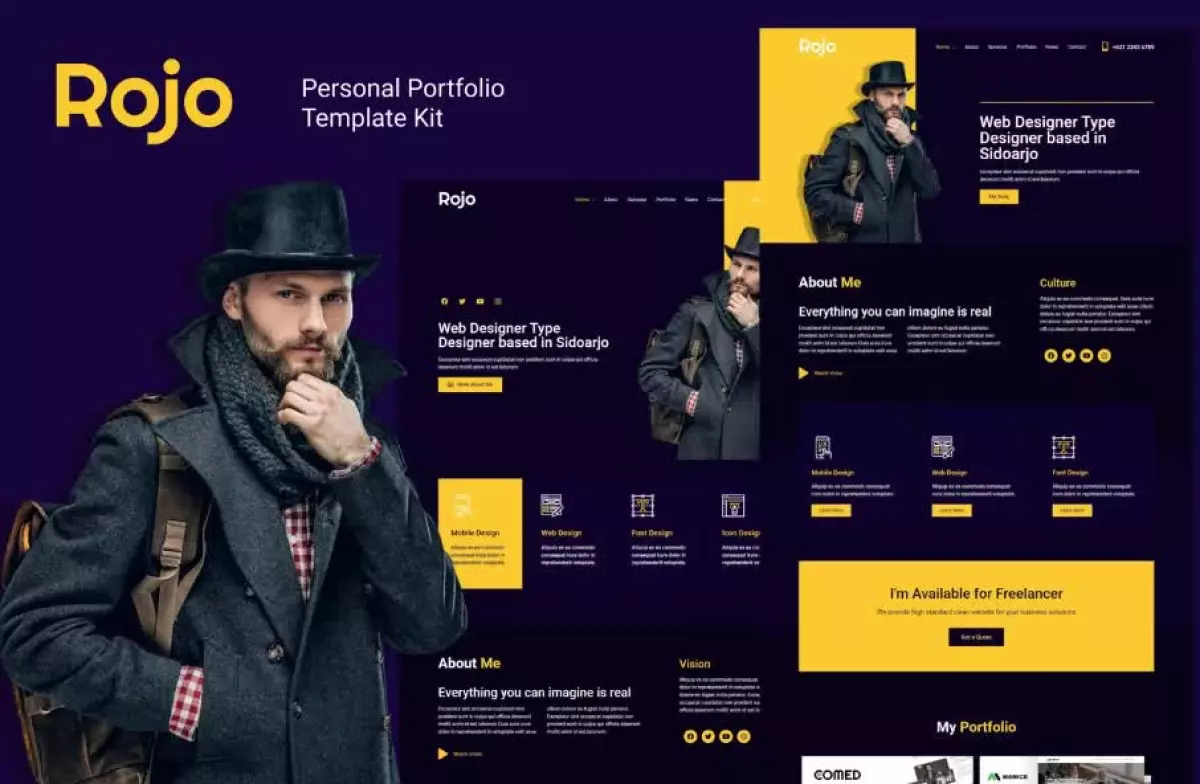 Rojo - Personal Portfolio Elementor Template