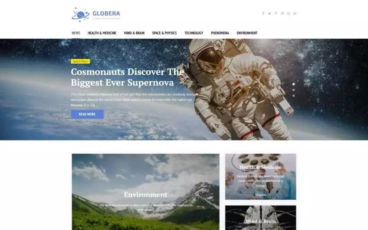 Science News Portal & Magazine WordPress theme WordPress Theme