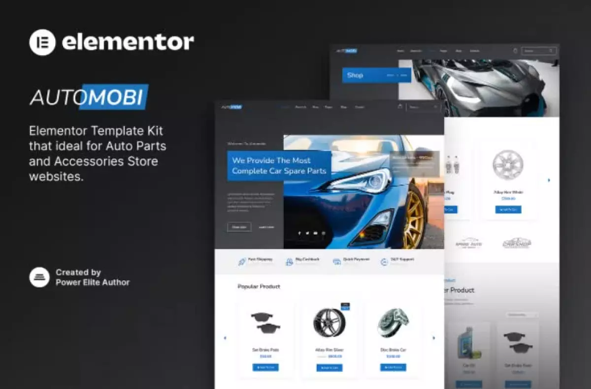 Automobi – Auto Parts Store & Accessories Elementor Template