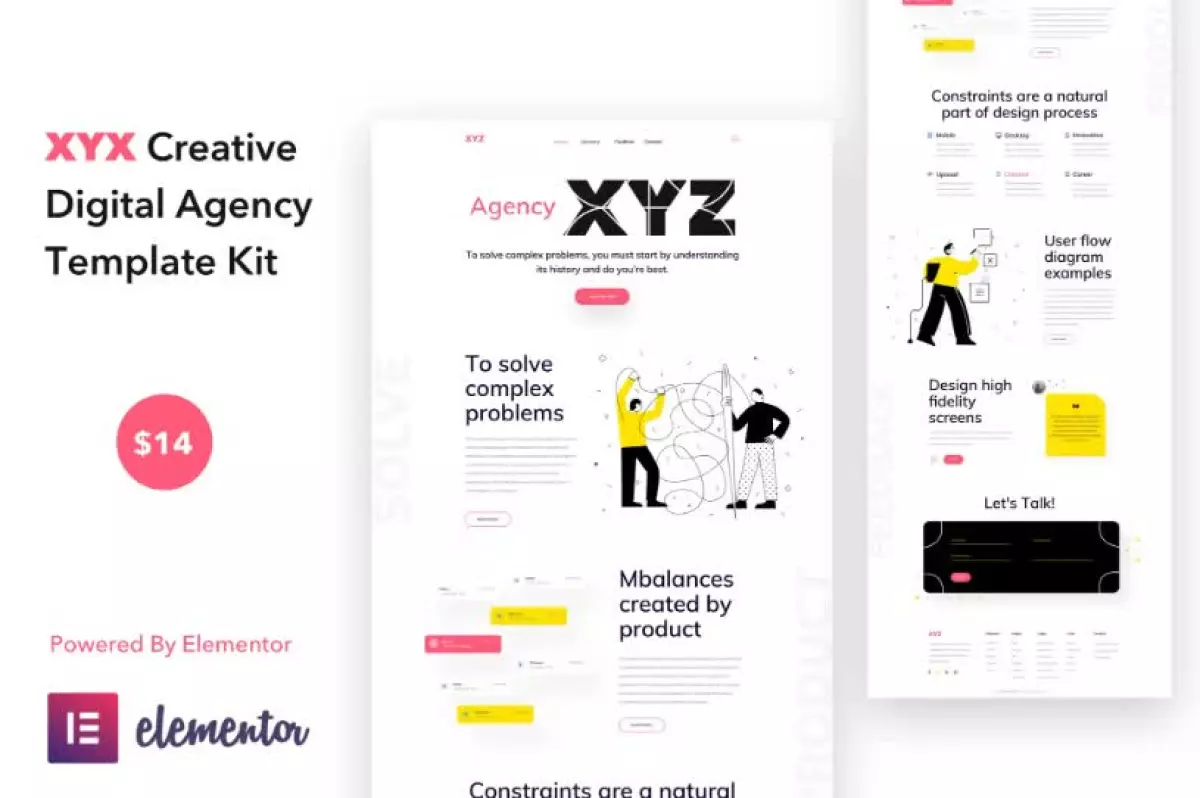 XYZ - Creative Digital Agency Business WordPress Elementor Template