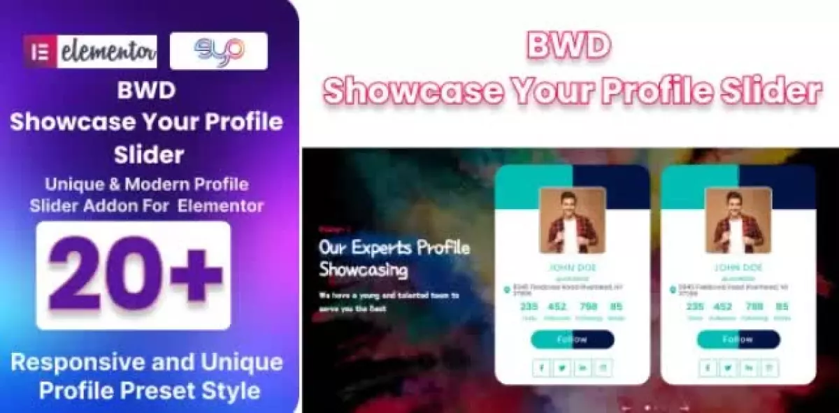 BWD Showcase Your Profile Slider Addon For Elementor