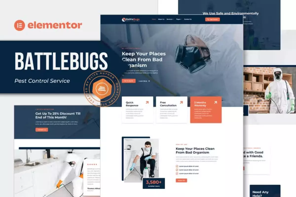 BattleBugs - Pest Control Service Elementor Template Kit