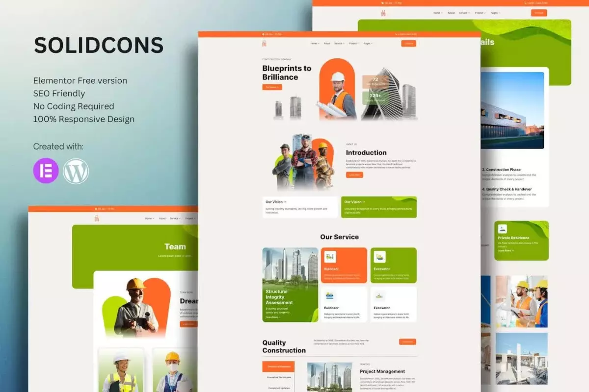 Solidcons – Construction And Industry Elementor Template