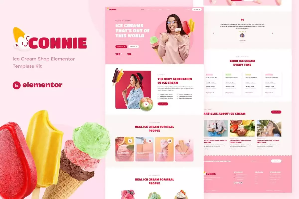 Connie - Ice Cream Shop Elementor Template