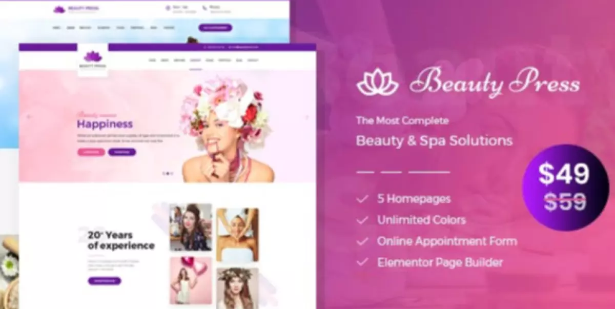 BeautyPress - Beauty Salon Spa WordPress Theme