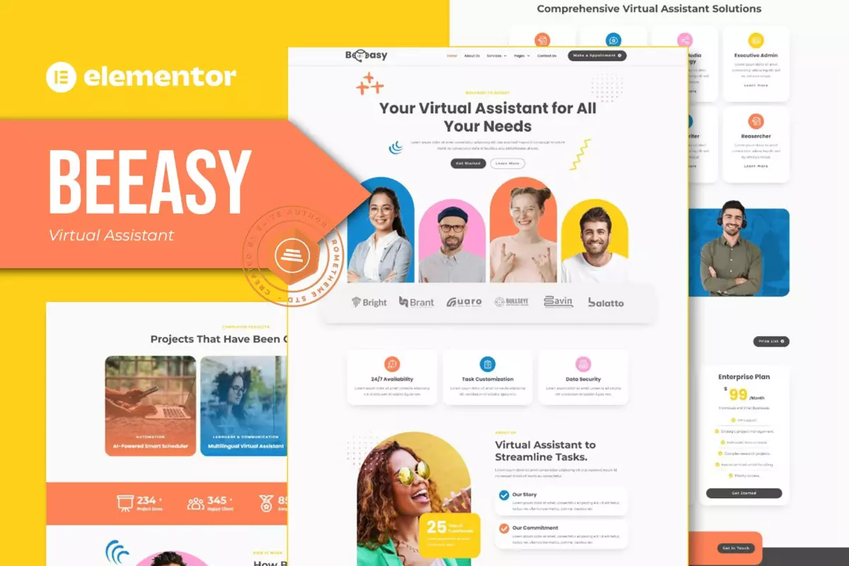 Beeasy - Virtual Assistant Elementor Pro Template Kit