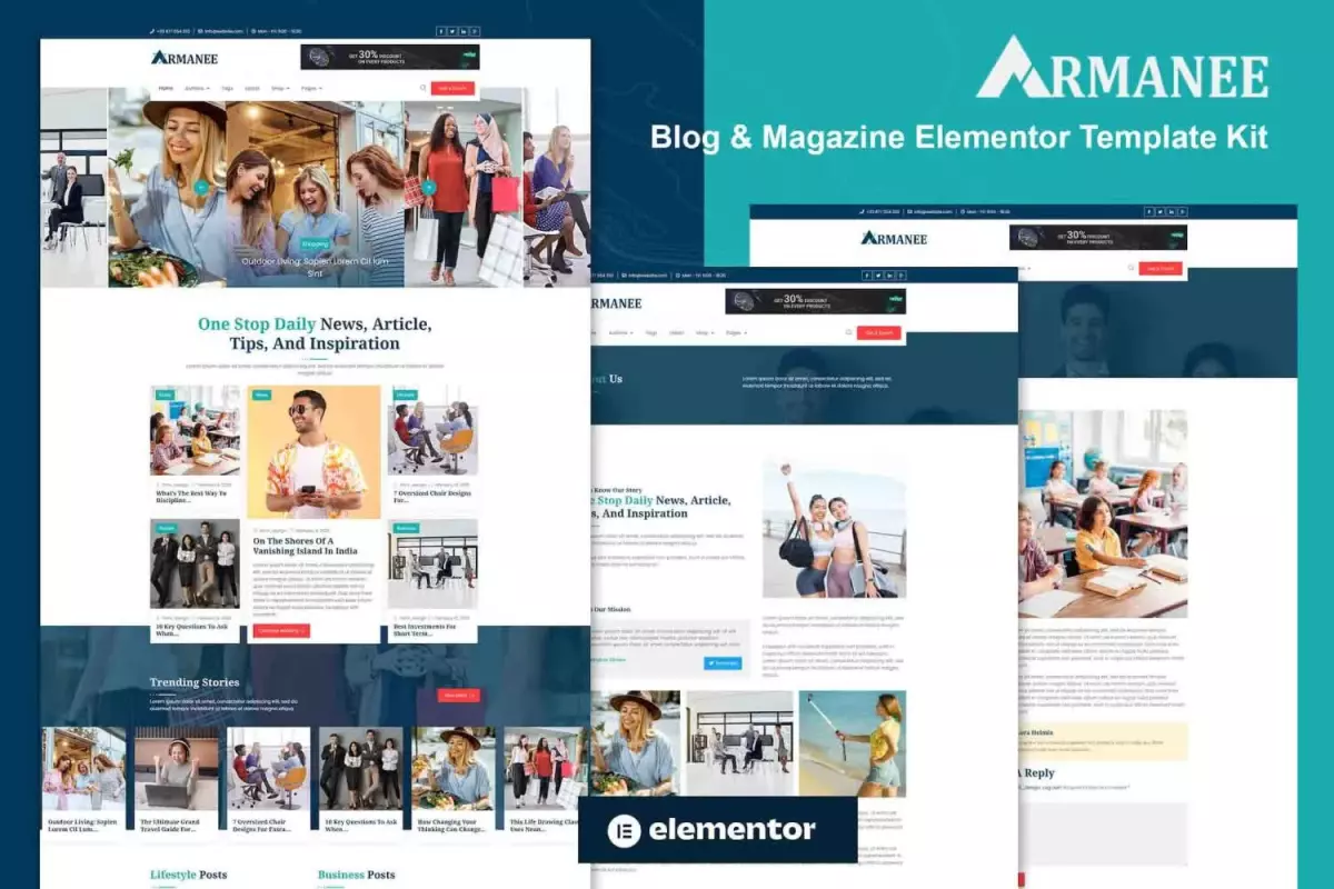 Armanee - Blog &amp; Magazine Elementor Pro Template