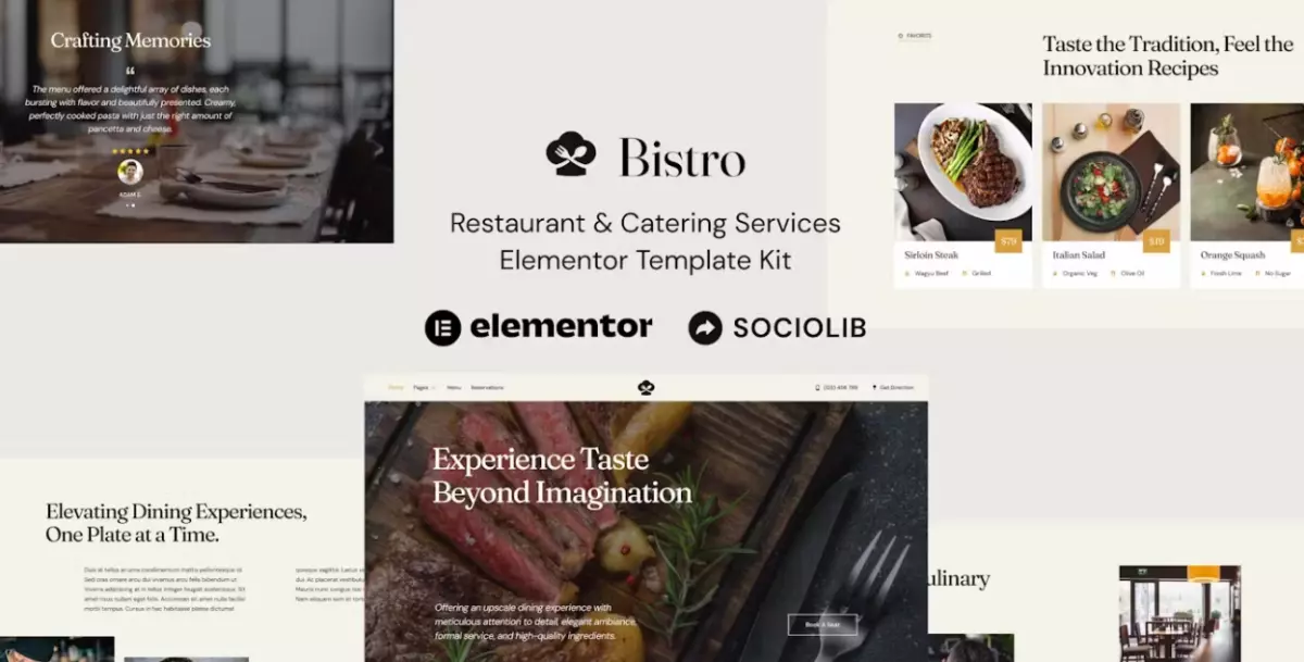 Bistro – Restaurant &amp; Catering Services Elementor Template Kit