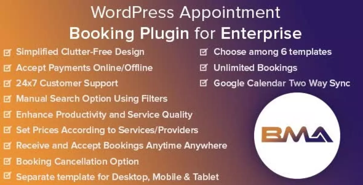 BMA - WordPress Appointment Booking Plugin for Enterprise 1.7.7