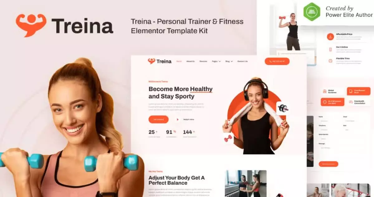 Treina – Personal Trainer & Fitness Elementor Template