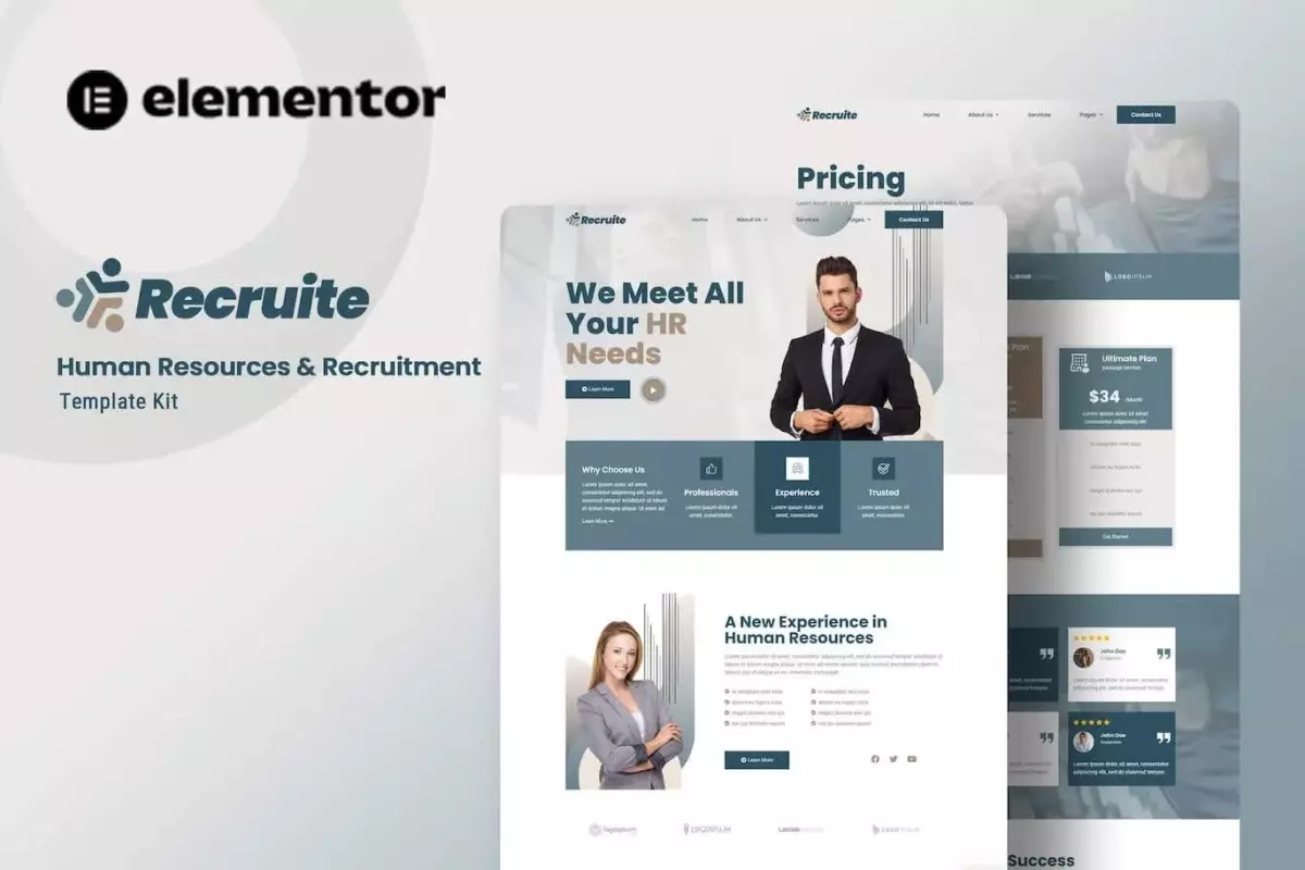 Recruite - Human Resources &amp; Recruitment Elementor Template