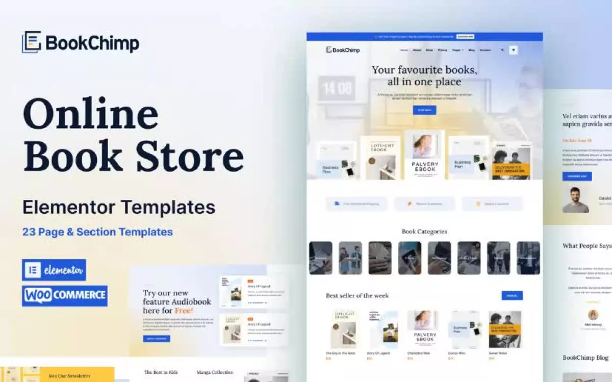 BookChimp - Online Book Store Website Elementor Template