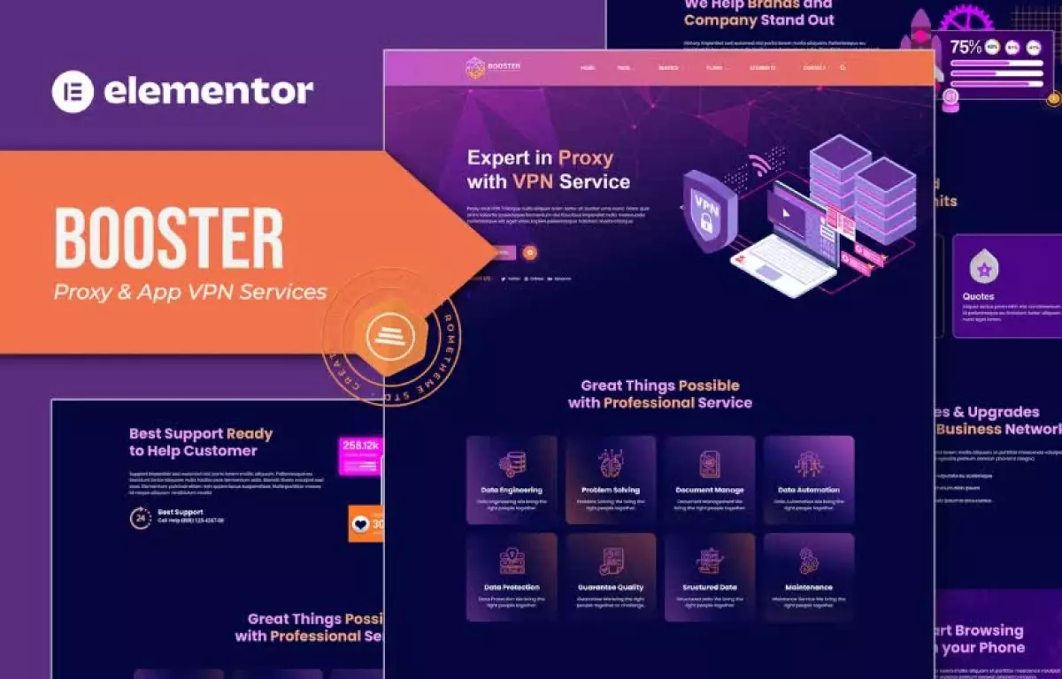 Booster - Proxy & App VPN Service Elementor Template