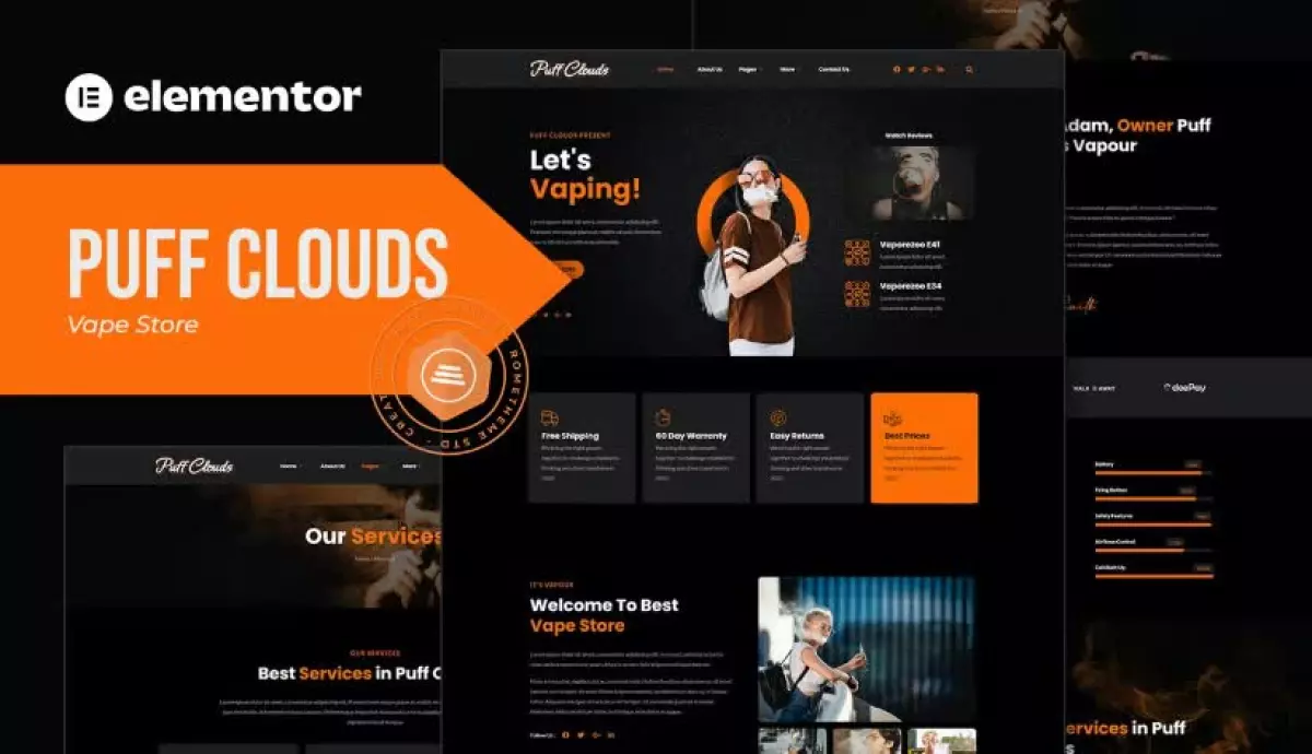 Puff Clouds - Vape Store Elementor Template