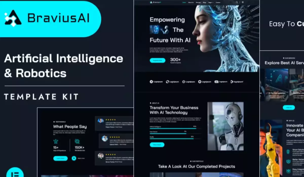 BraviusAI – AI &amp; Robotics Elementor Template Kit