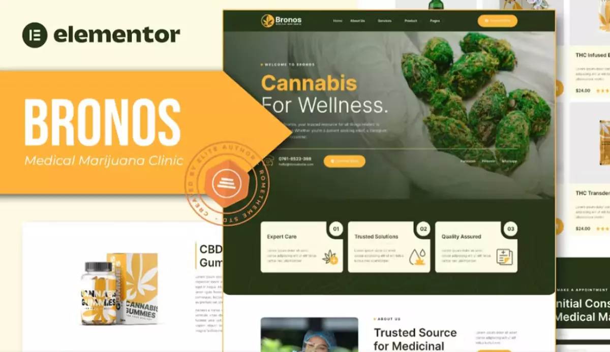 Bronos – Medical Marijuana Elementor Template Kit