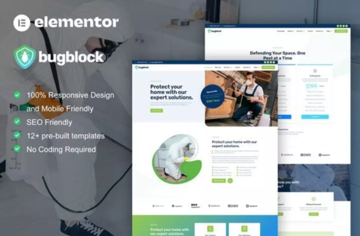 BugBlock – Pest Control Service Elementor Template Kit