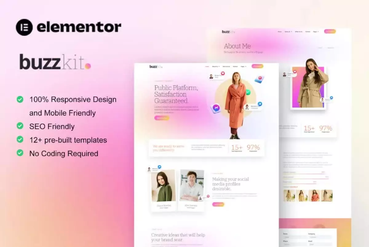 Buzzkit - Influencer & Creative Agency Elementor Template