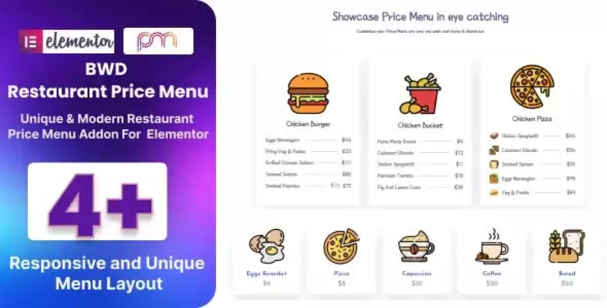 BWD Restaurant Price Menu Addon For Elementor