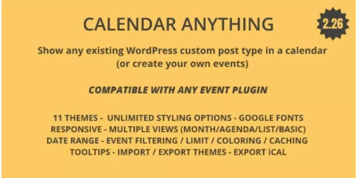Calendar Anything | Show any existing WordPress custom post type in a calendar 2.3