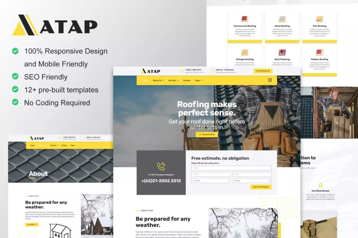 Atap - Roofing Service & Construction Elementor Template