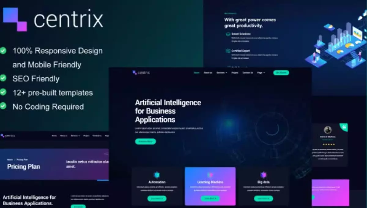 Centrix - Artificial Intelligence & Technology Services Elementor Template Kit