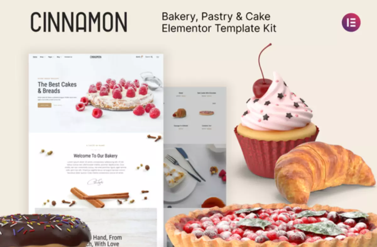 Cinnamon – Bakery &amp; Pastry Shop Elementor Template Kit