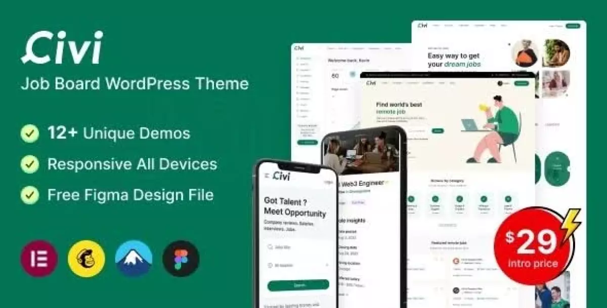 Civi - Job Board, Freelance Marketplace WordPress Theme